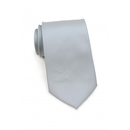 Xl Length Silver Tie with Micro Diamond Checks