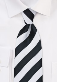 XL Black and White Striped Tie