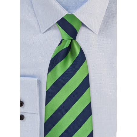XL Navy and Green Striped Tie