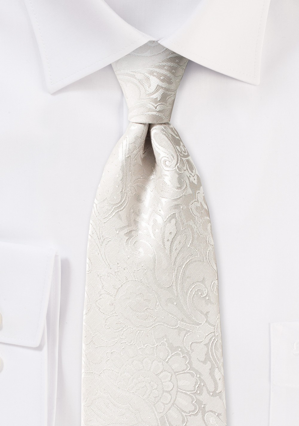 XL Sized Paisley Tie in Light Ivory