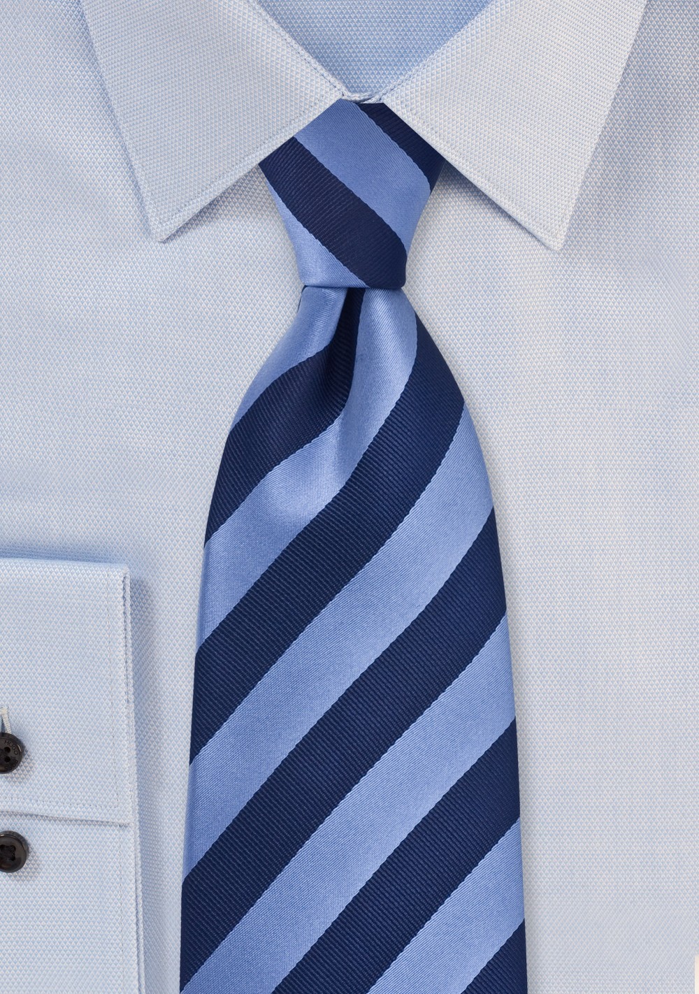 Preppy Blue Striped Tie in XL Length | Cheap-Neckties.com