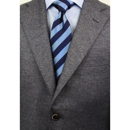 Classic Striped XL Length Tie in Blue Styled