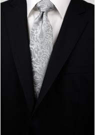 Silver Paisley Mens Tie Styled