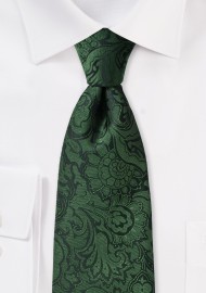 Kids Necktie in Forest Pine Green with Paisley