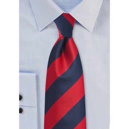 Repp Stripe Tie in Classic Navy and Red