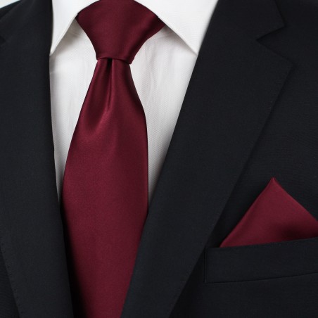 Wine Red Kids Tie in Solid Satin Styled