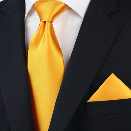 Extra Long Tie in Golden Saffron Styled