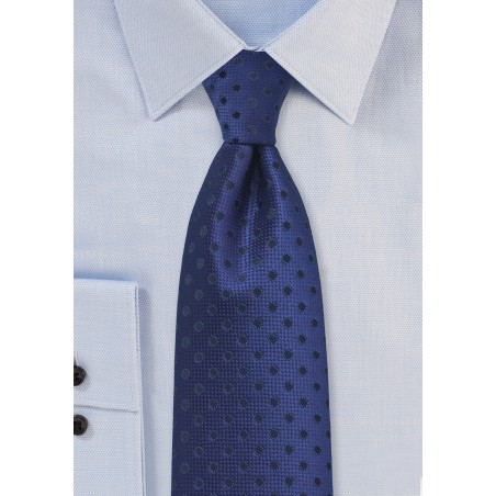 Dark Blue Necktie with Navy Polka Dots
