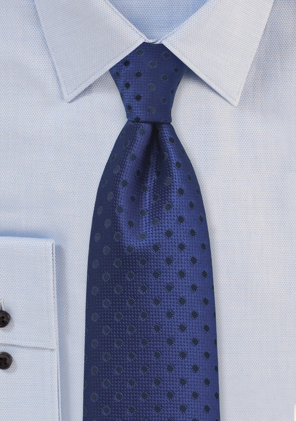 Dark Blue Necktie with Navy Polka Dots