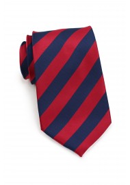 Navy and Cherry Striped Tie in XL Length