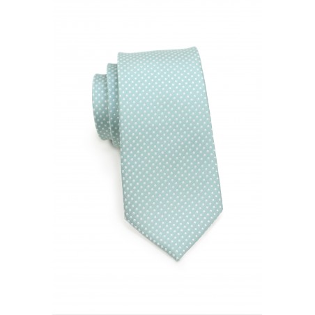Mint Colored Tie with Silver Pin Dots