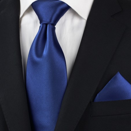 Solid Satin Necktie in Royal Blue Styled