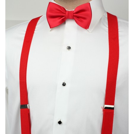 Pre-Tied Men's Bow Tie in Bright Red Styled