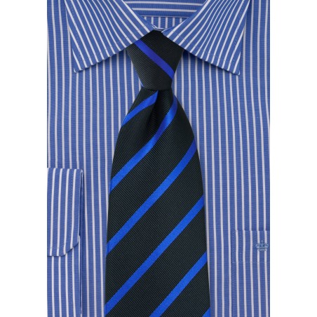 Black and Horizon Blue Striped Tie