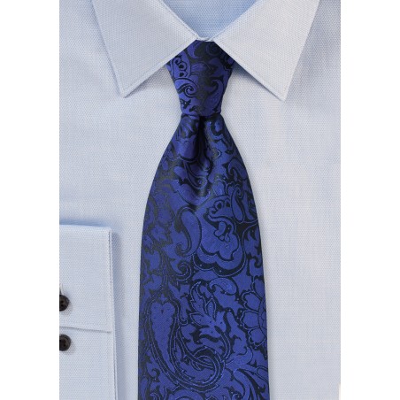 Royal Blue Paisley Tie in XL