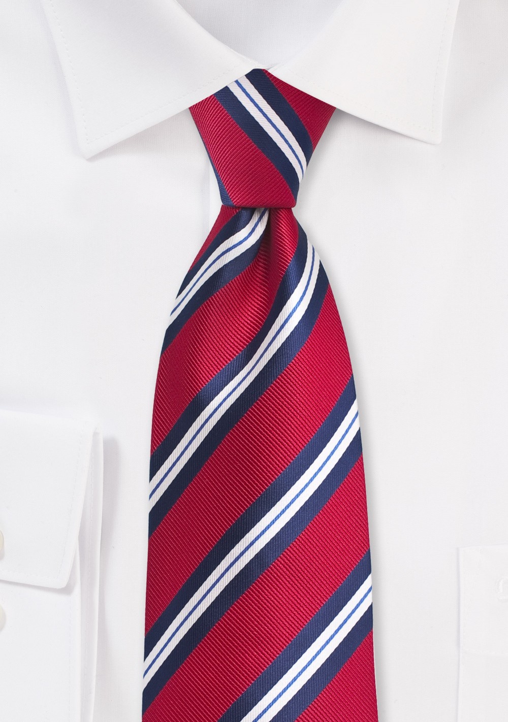 Repp Striped Tie in Red and Blue in XL