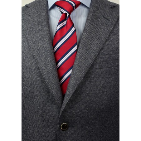 Repp Striped Tie in Red and Blue in XL Styled