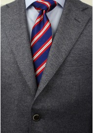 Modern Repp Tie in Navy and Red Styled
