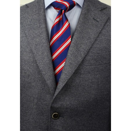 Modern Repp Tie in Navy and Red Styled