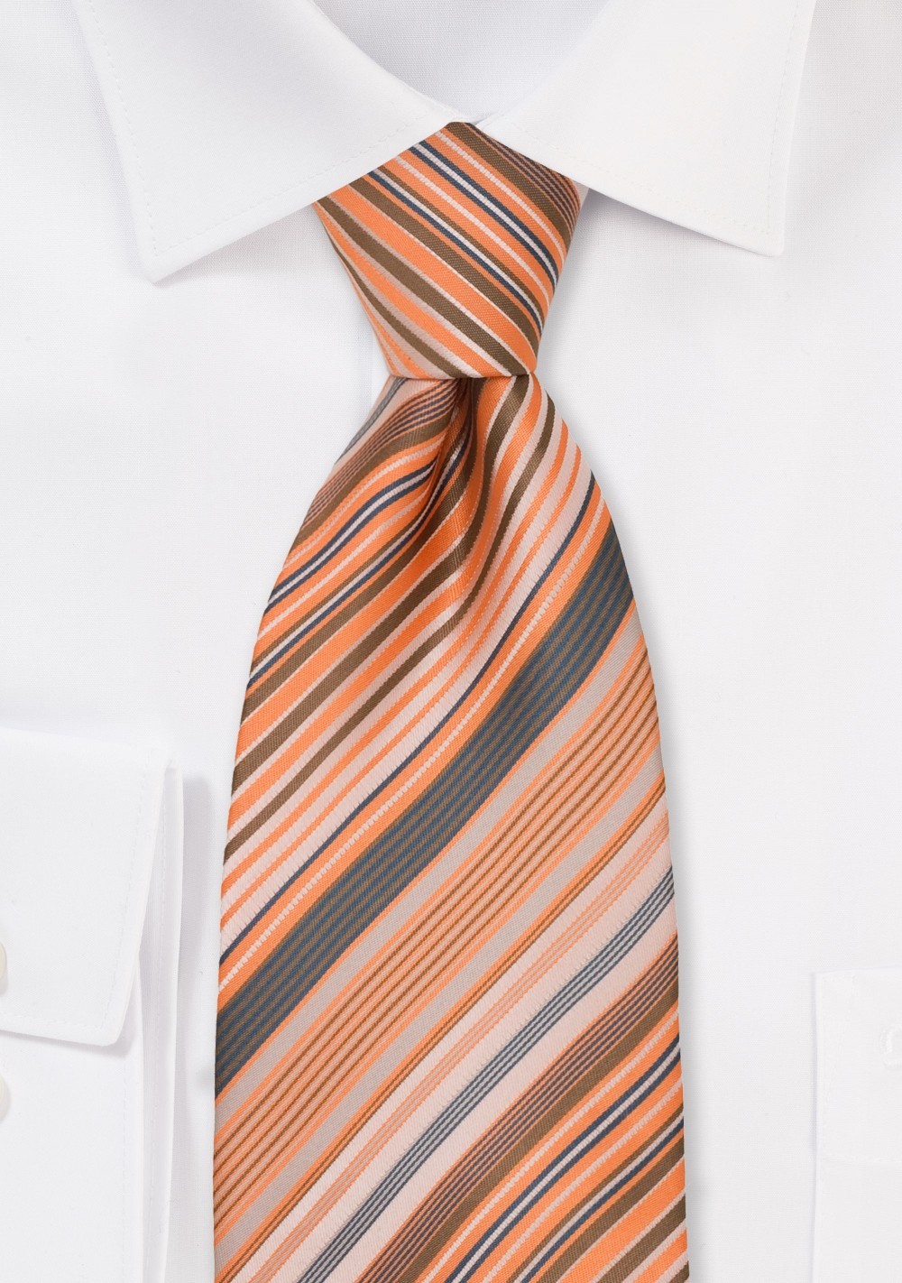 Coral Orange Striped Necktie