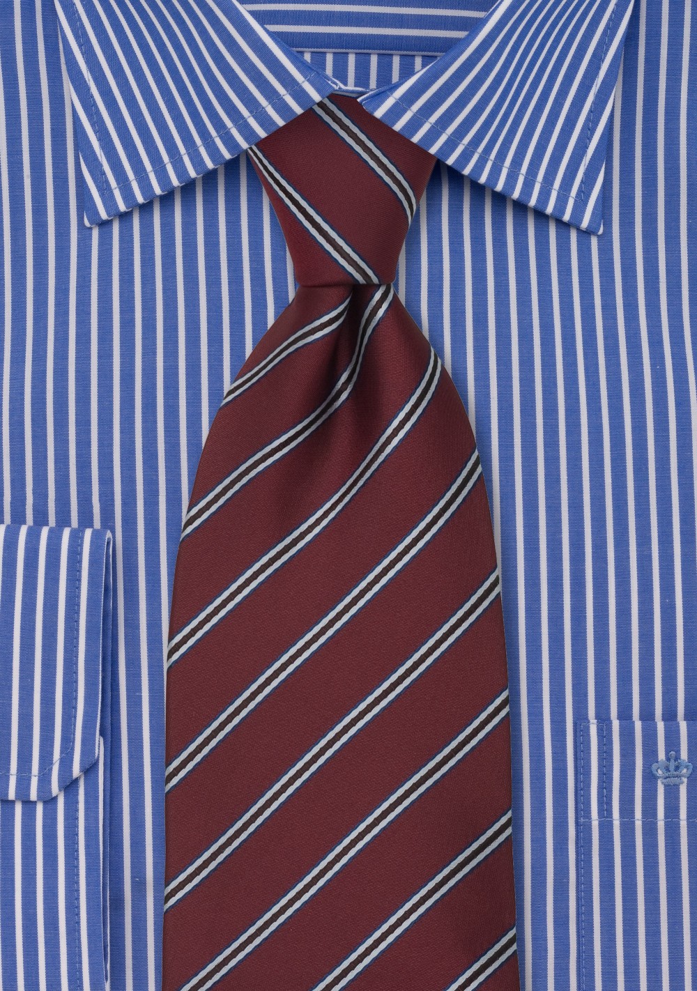 Burgundy Striped Tie in Kids Length | Cheap-Neckties.com
