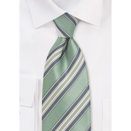 Striped XL Length Tie in Clover Green