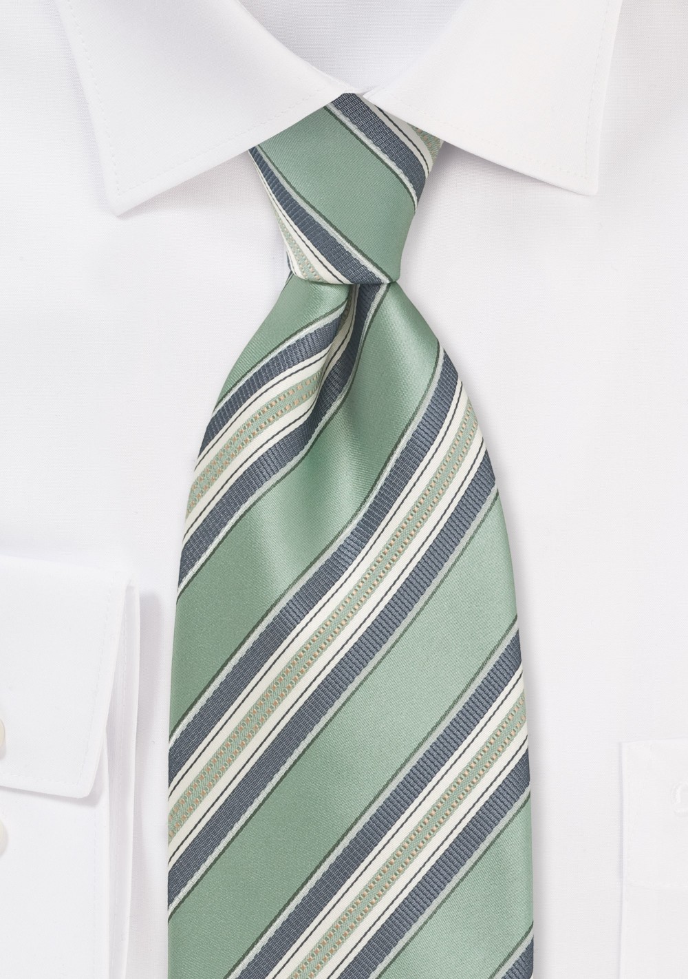 Striped XL Length Tie in Clover Green