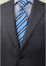Modern Repp Tie in Light Blue and Navy Styled