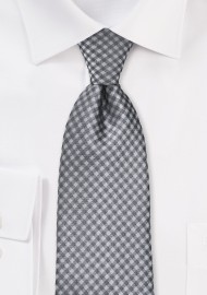 Heather Grey Gingham Tie in XL
