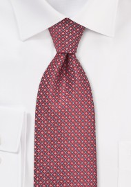 Red and Silver Diamond Patterned Tie in Kids Size