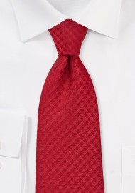 Solid Gingham Check Tie in Bright Red