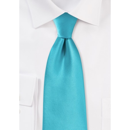 Bright Aqua Colored Tie in Extra Long Length