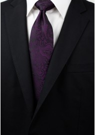 Plum Paisley Tie in XL Length Styled