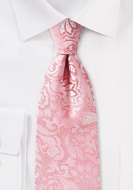 Tulip Pink Kids Tie with Paisley Print