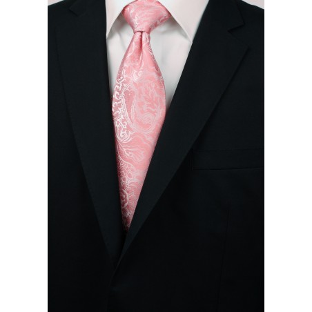 Tulip Pink Kids Tie with Paisley Print Styled