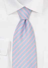 Mens Spring Fashion Tie - Light Blue & Pink Necktie