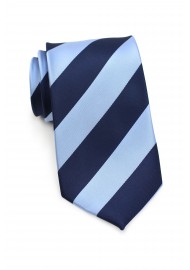 Wide Striped Tie Navy Light Blue