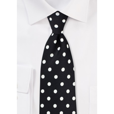 Black Tie with White Polka Dots