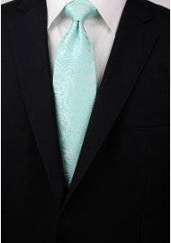 Glacier Blue Tie with Paisleys in XL Length Styled