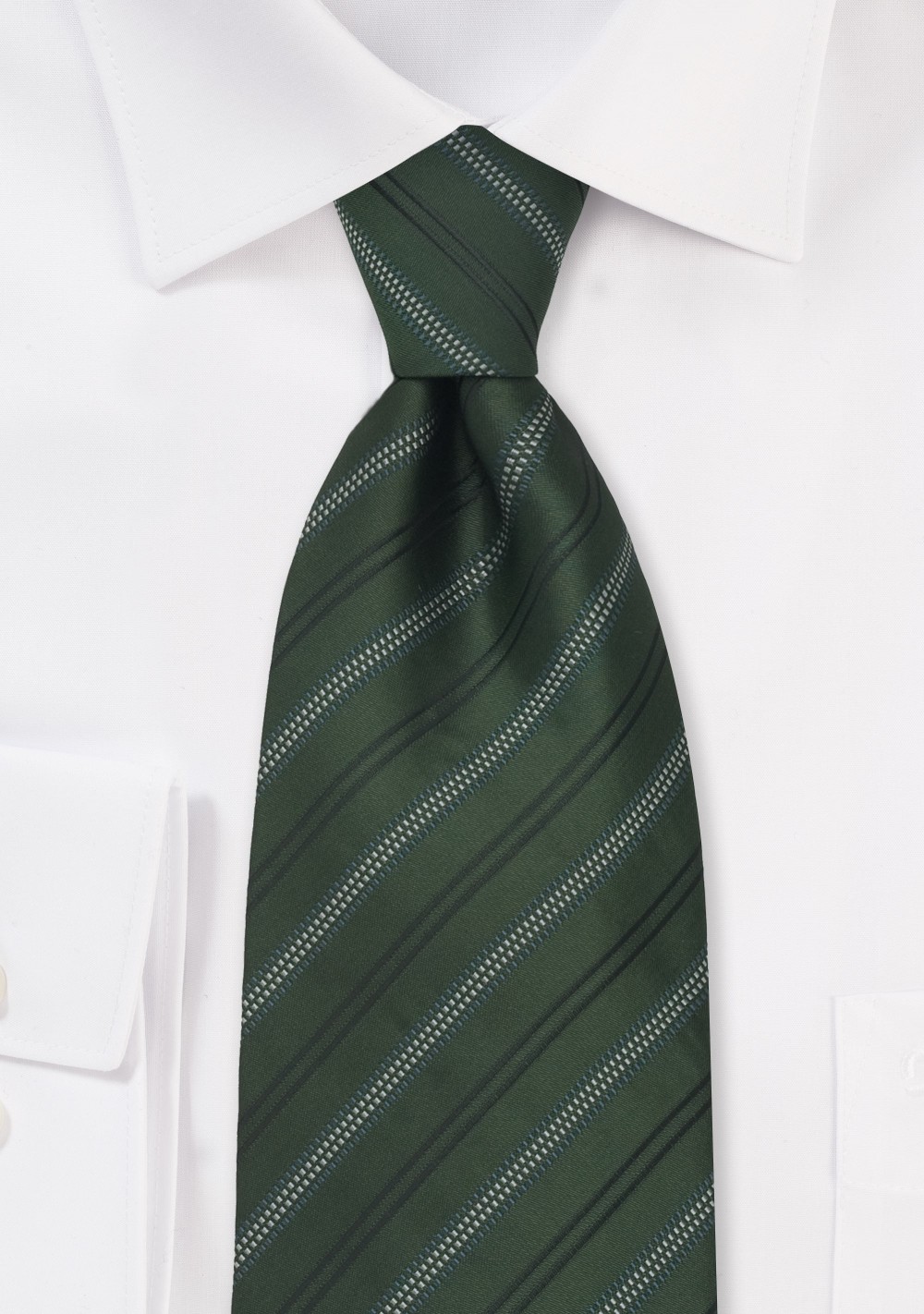 Green Neckties - Striped Tie in British Racing Green Color