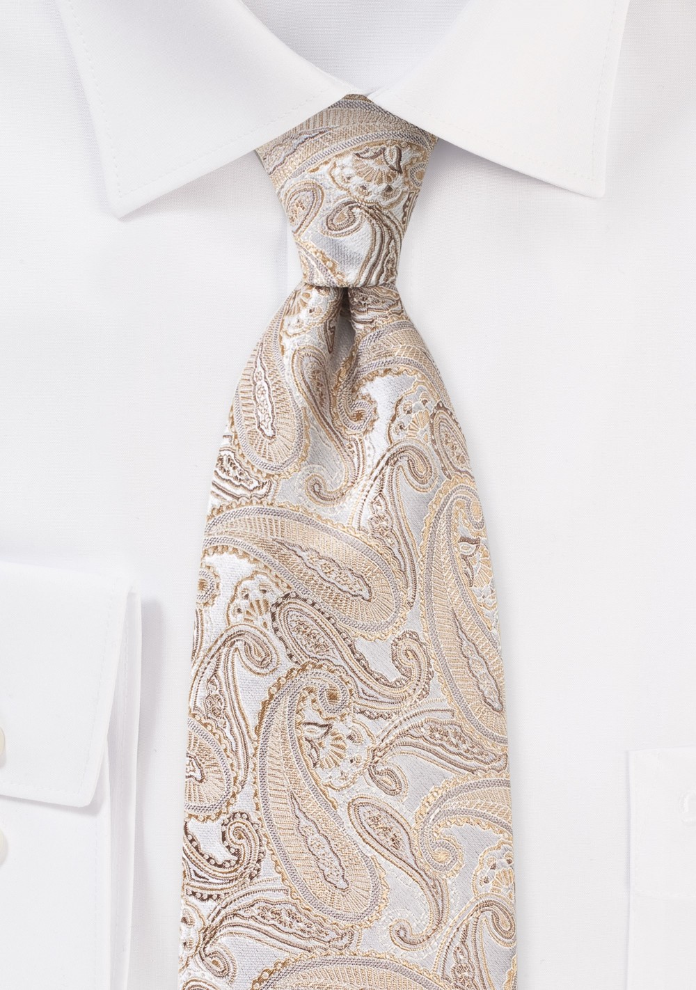 Festive Paisley Silk Tie in Gold Champagne