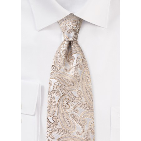 Paisley Silk Tie for Kids in Gold Champagne