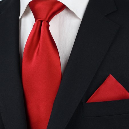 Extra long ties - Bright red XL necktie styled