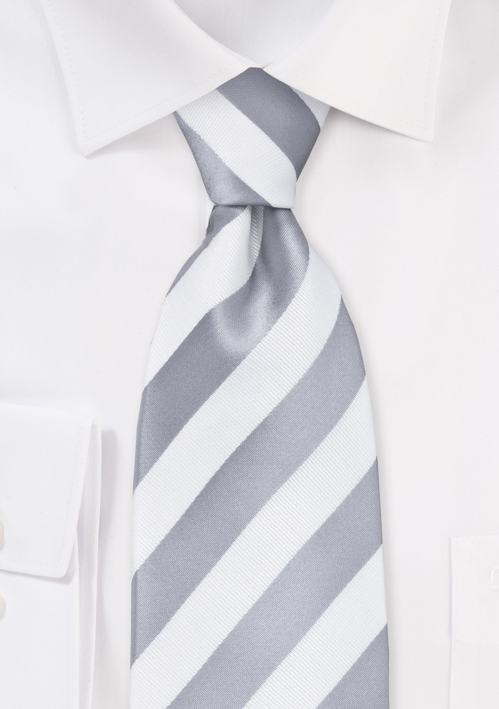 White and Silver Striped Tie
