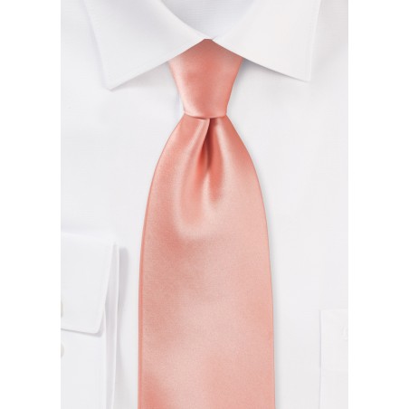 New Polyester Men's extra long Neck Tie & hankie solid formal wedding prom peach