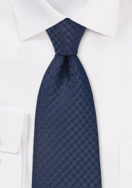 Solid Gingham Check Tie in Navy