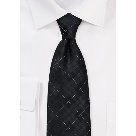 Charcoal and Black Plaid Tie