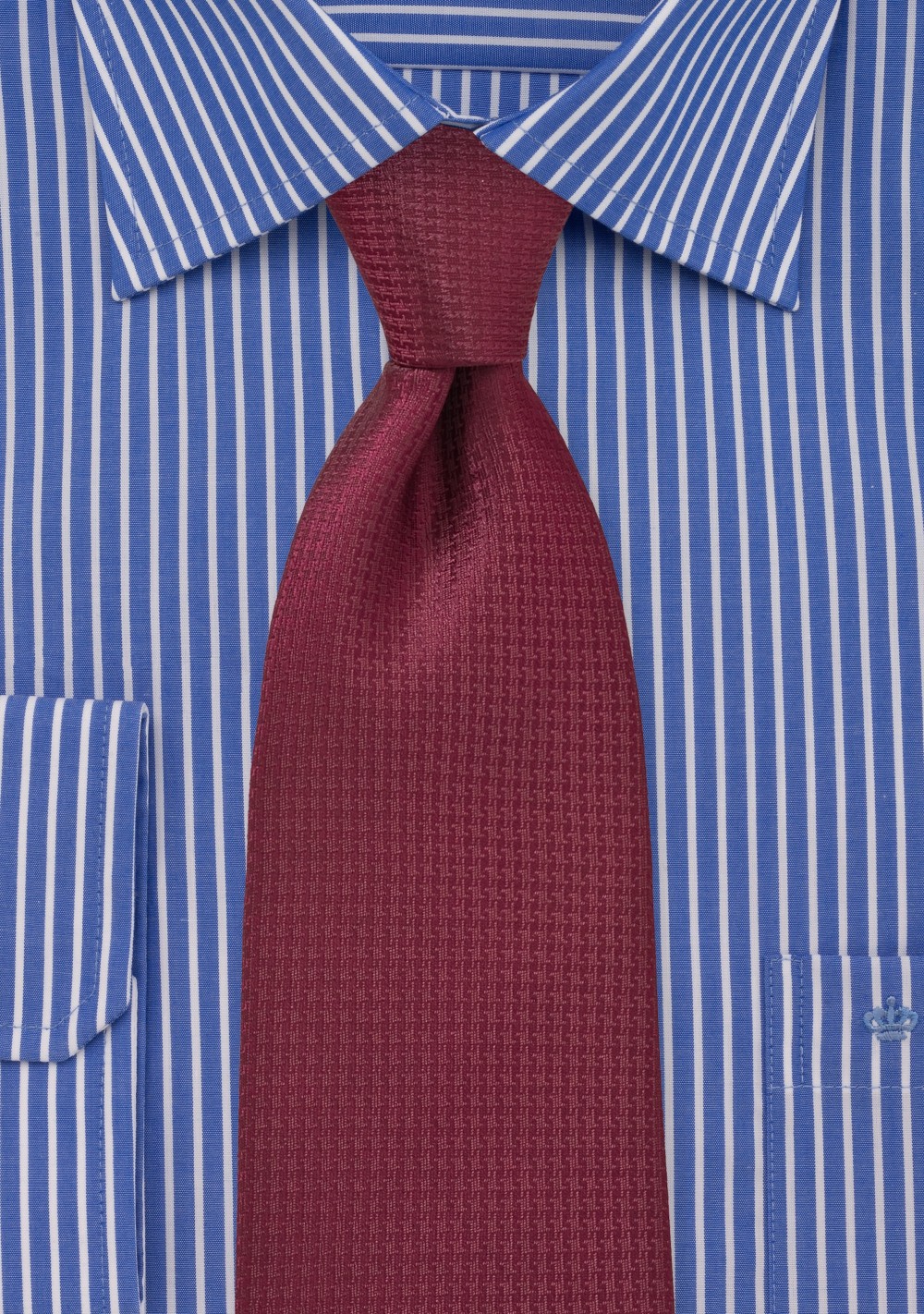 Micro Houndstooth Check Tie in Merlot Red