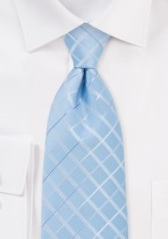 Light Blue Check Patterned Necktie