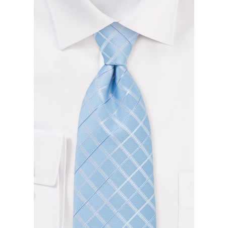 Light Blue Check Patterned Necktie